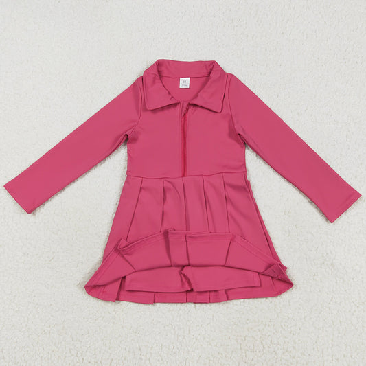 Baby Girls Yoga Dress Pink Long Sleeves Zipper Knee Length Dresses GLD1146 7.19