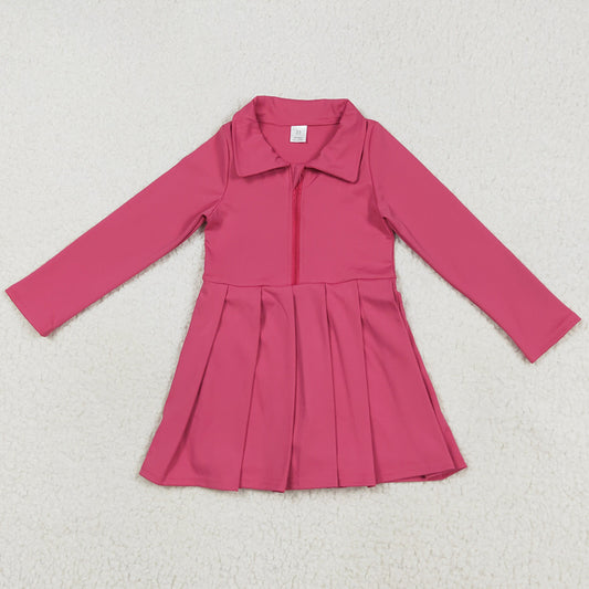Baby Girls Yoga Dress Pink Long Sleeves Zipper Knee Length Dresses GLD1146 7.19