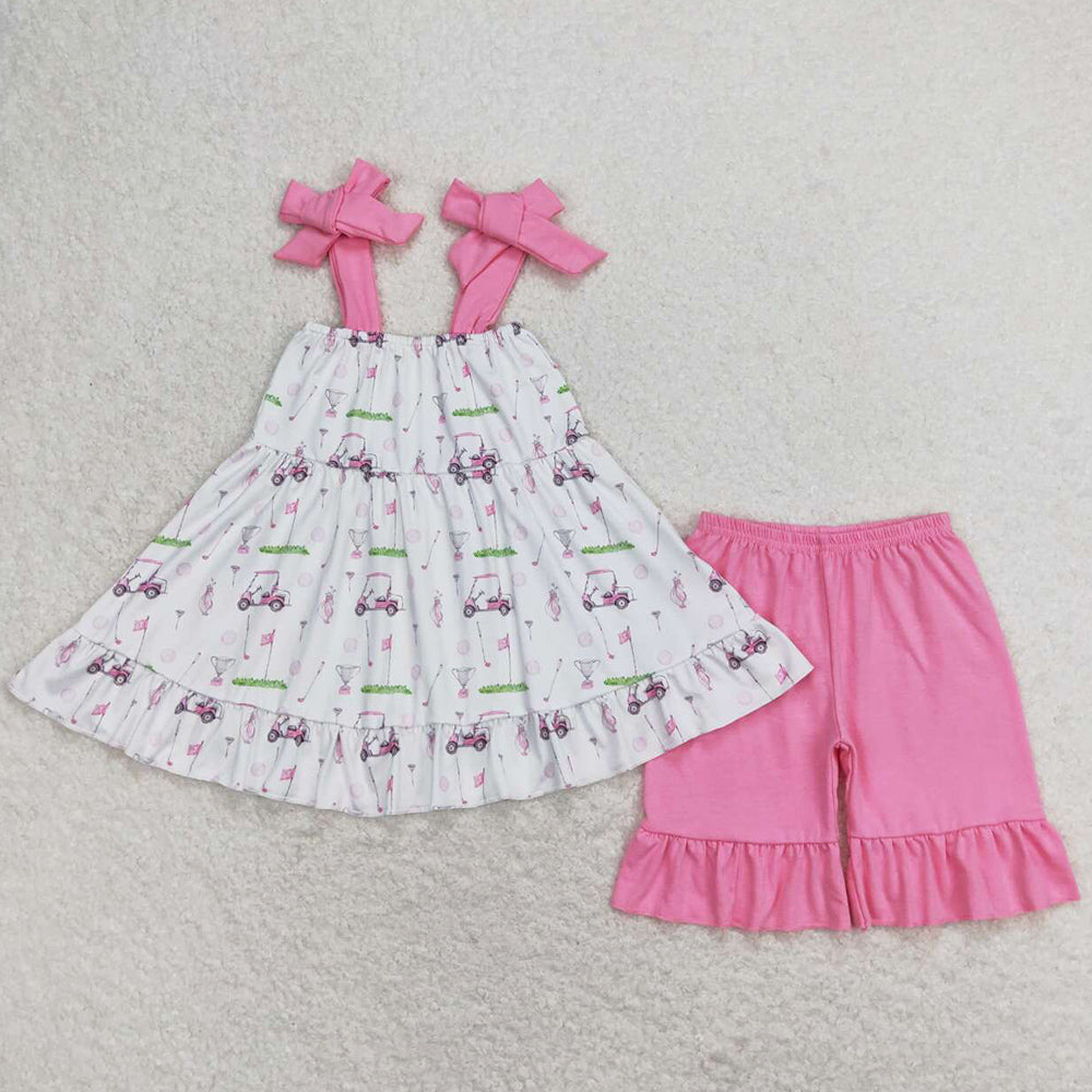 Baby Girls Clothes Golf Straps Tunic Top Shorts Sets GSSO0659