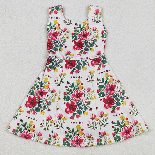 Baby Girls Dress Red Flowers Active Yoga Athletic Dresses GSD1844