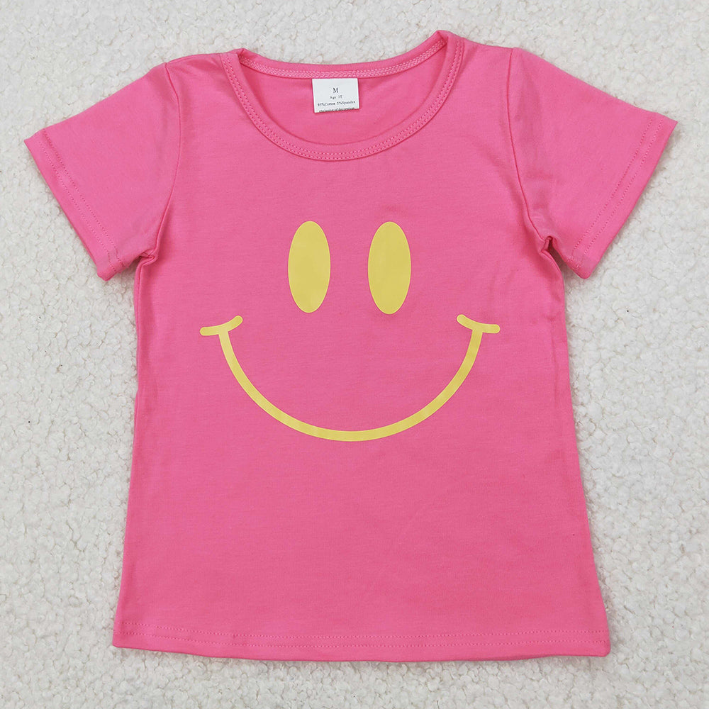 Vinyl Baby Girls Clothes Tops Pink Short Sleeves Shirts Tops GT0959 3.27