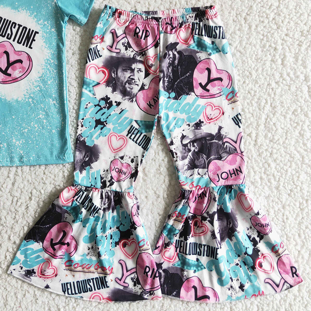 Kids Clothes Girls Bell Bottom Outfits Spring Summer Boutique Baby Girl Clothes Set GSPO0016