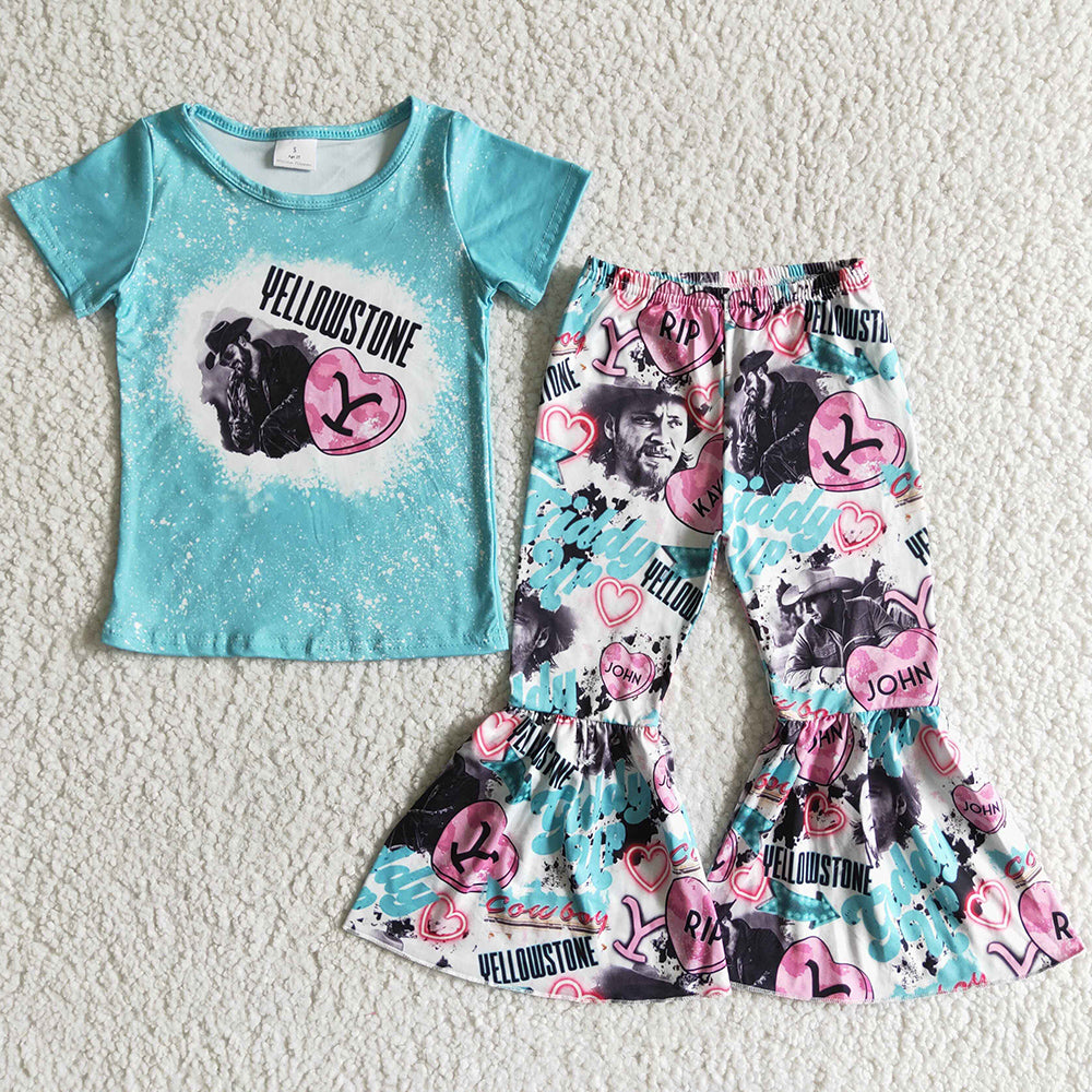 Kids Clothes Girls Bell Bottom Outfits Spring Summer Boutique Baby Girl Clothes Set GSPO0016