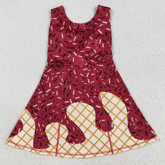 Baby Girls Dress Dark Red Drip Sprinkles Shorts Team Yoga Active Knee Length Dresses GSD2749 7.19