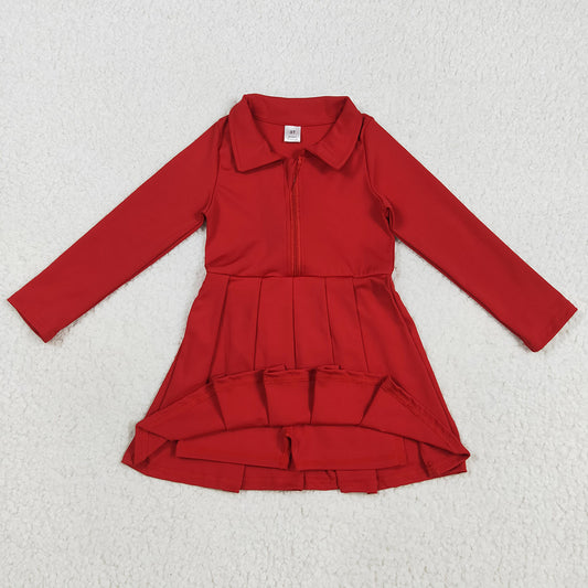 Baby Girls Dress Yoga Red Long Sleeves Zipper Knee Length Dresses GLD1153 8.9