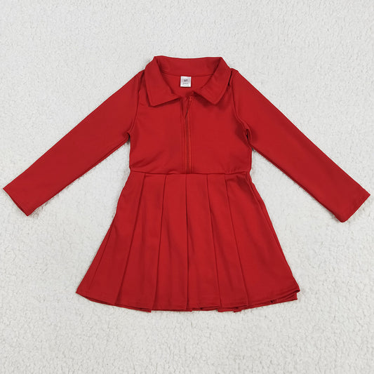 Baby Girls Dress Yoga Red Long Sleeves Zipper Knee Length Dresses GLD1153 8.9