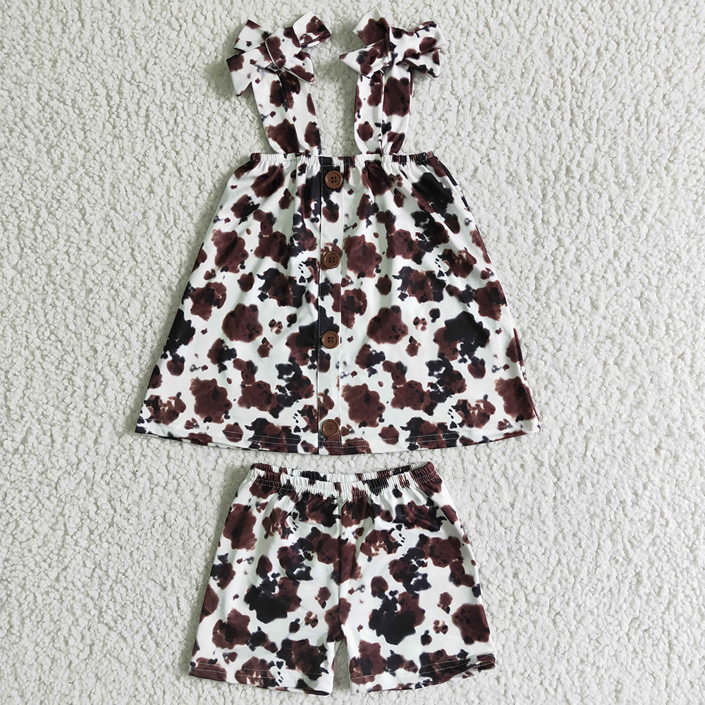Fashion Kids Clothes Girls Summer Outfits Cow Baby Girls Clothes Set GSSO0037