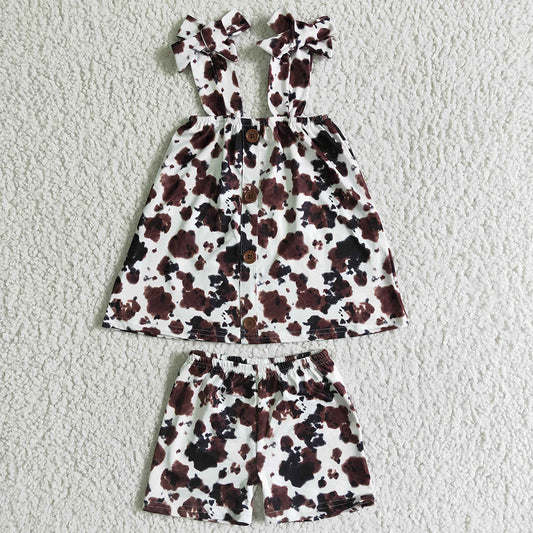 Fashion Kids Clothes Girls Summer Outfits Cow Baby Girls Clothes Set GSSO0037