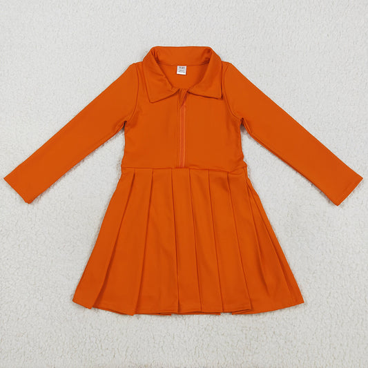 Baby Girls Dress Orange Long Sleeves Zipper Yoga Knee Length Dresses GLD1149 8.6