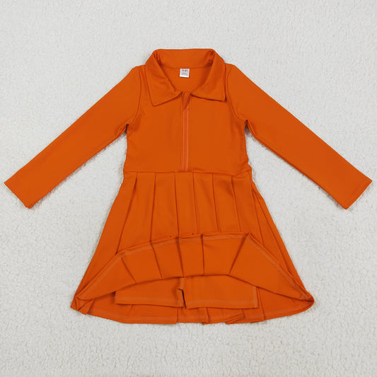 Baby Girls Dress Orange Long Sleeves Zipper Yoga Knee Length Dresses GLD1149 8.6