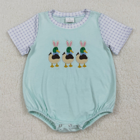 Baby Boys Rompers Embroidery Bunny Ducks Short Sleeve Easter Hunting Rompers SR3630