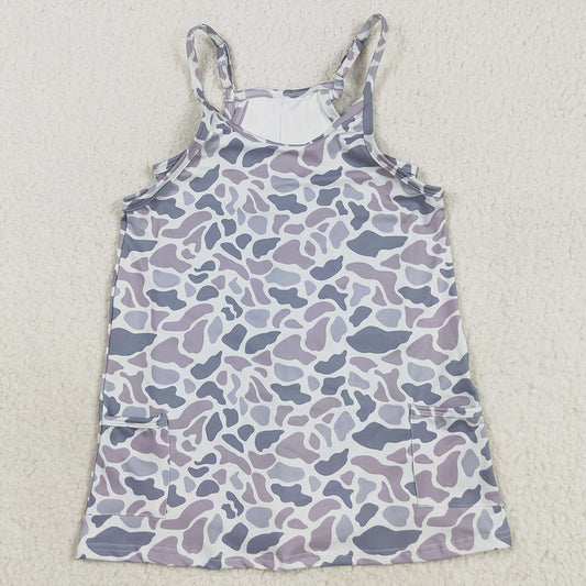 Baby Girls Dress Strap Light Gray Camo Shorts Inside Pockets Yoga Dresses GSD2723 8.6