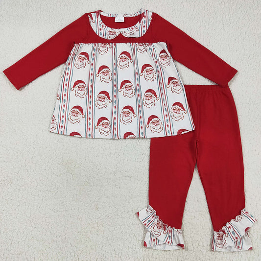 Baby Girls Clothes Red Christmas Santa Stripes Tunic Ruffle Legging Pants Sets GLP2500 7.19