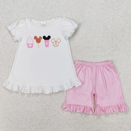 Baby Girls Clothes Snacks Short Sleeve Top Ruffle Shorts Sets GSSO2127