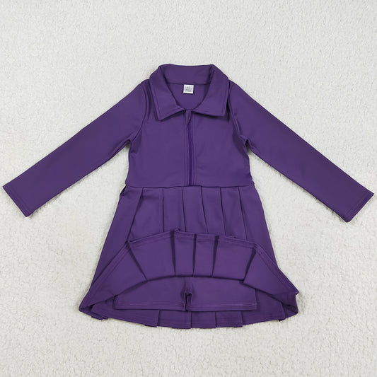 Baby Girls Dress Purple Long Sleeves Zipper Yoga Knee Length Dresses GLD1152 8.6