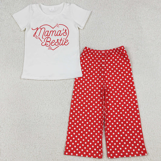 Baby Girls Clothes Mama's Bestie Heart Top Polka Dots Flare Pants Clothes Sets GSPO2250 1.1
