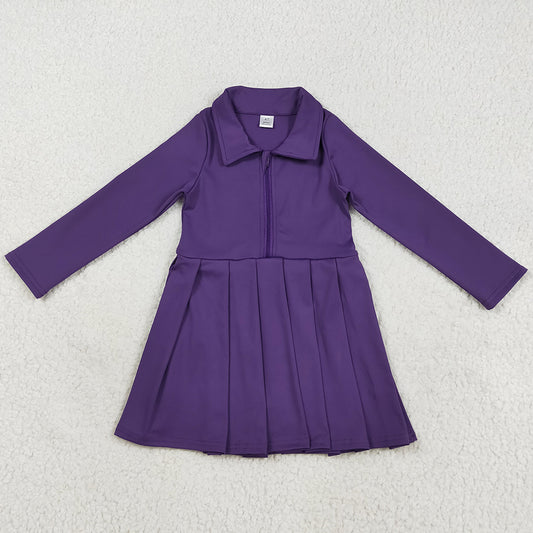 Baby Girls Dress Purple Long Sleeves Zipper Yoga Knee Length Dresses GLD1152 8.6