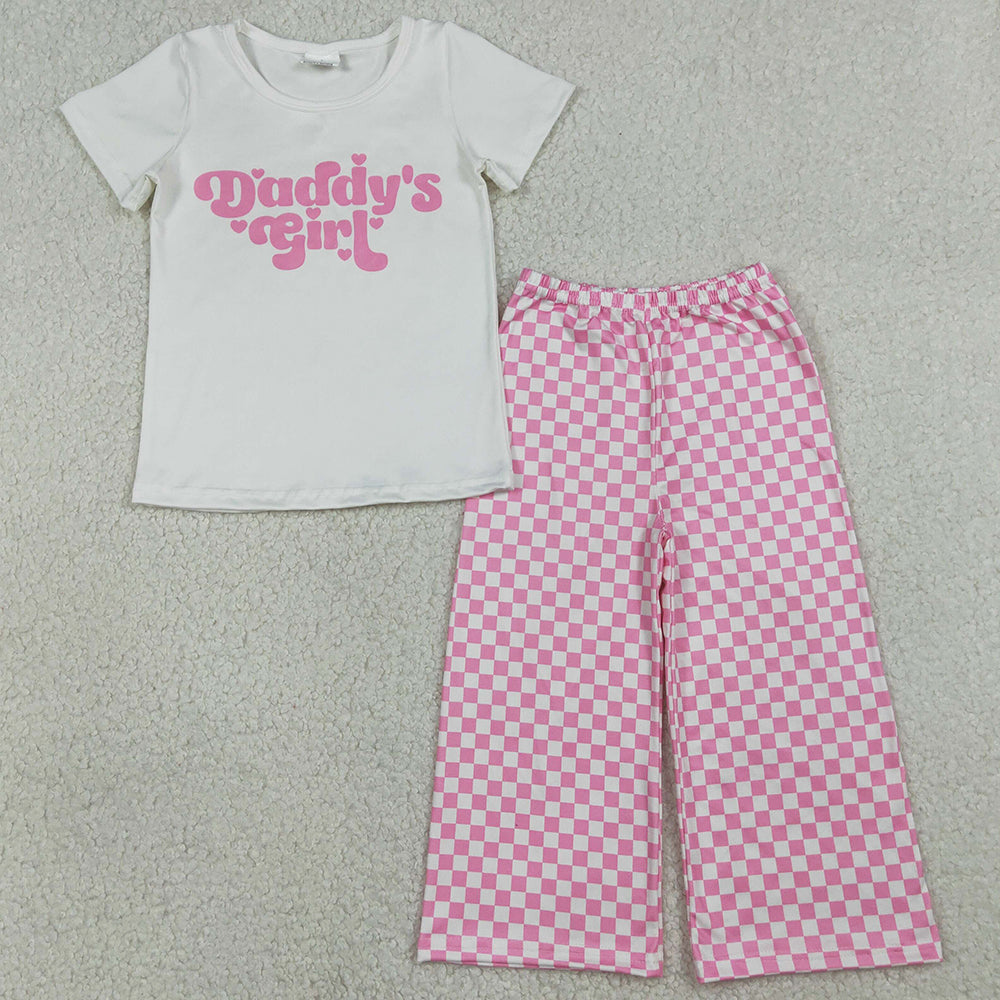 Baby Girls Clothes Daddy's Girl Heart Top Checked Flare Pants Clothes Sets GSPO2257 1.5