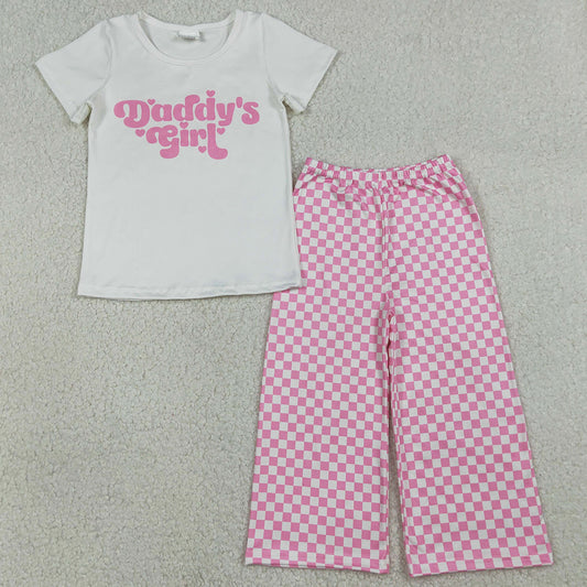 Baby Girls Clothes Daddy's Girl Heart Top Checked Flare Pants Clothes Sets GSPO2257 1.5