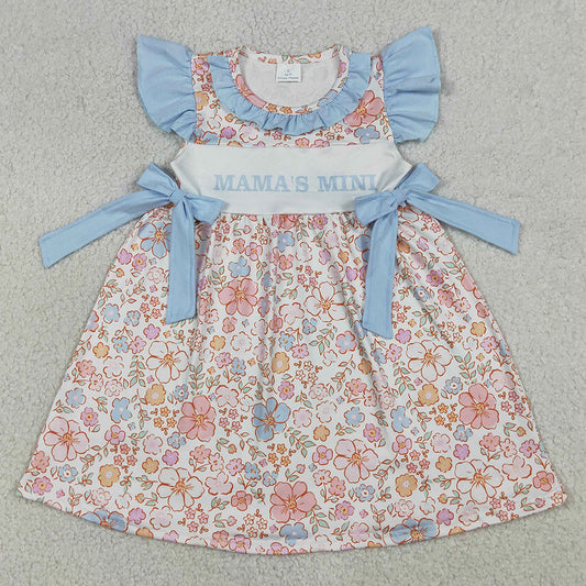 Baby Girls Dress Flutter Sleeve Mama's Mini Flowers Knee Length Dresses GSD3648