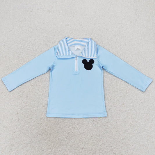 Baby Boys Clothes Blue Cartoon Zip Long Sleeve Tee Shirts Tops BT0708