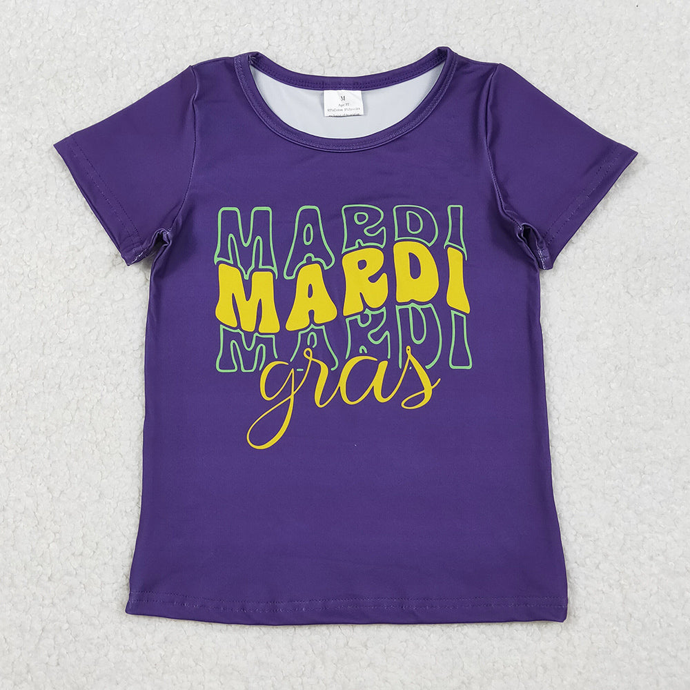 Baby Girls Clothes Purple Short Sleeve Mardi Gras Tee Shirts Top GT1253 10.20