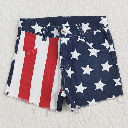 Baby Girls Jeans Shorts 4th Of July Stripes Stars Denim Shorts SS0168 5.1
