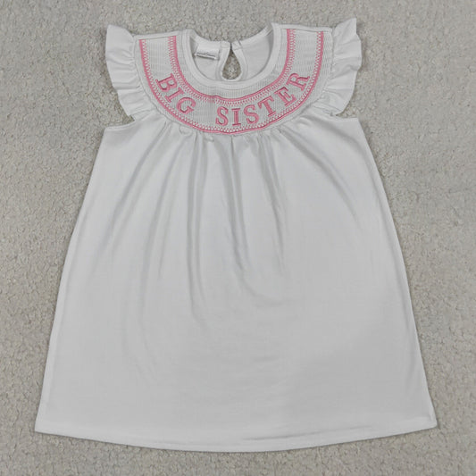 Baby Girls Dress Smocked Big Sister Flutter Sleeve Knee Length Dresses GSD3154