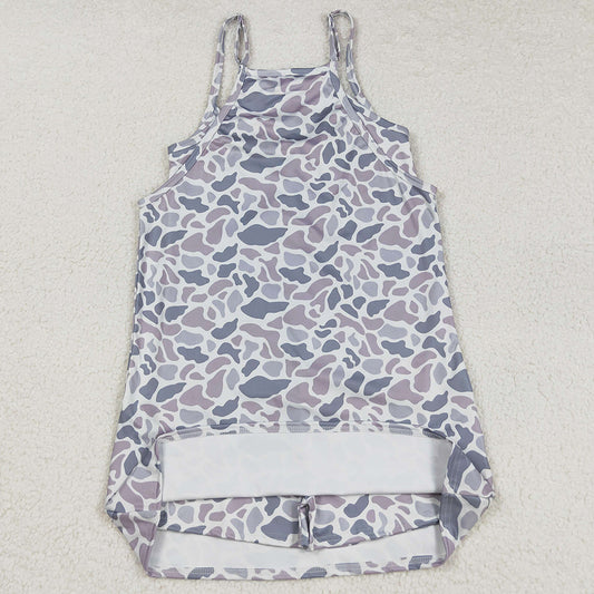 Adult Women Dress Strap Gray Camo Pockets Yoga Shorts Dresses GSD2733 8.5