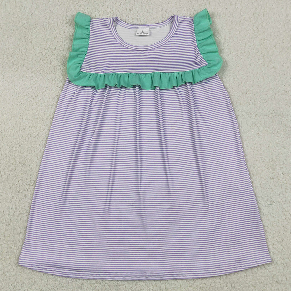 Baby Girls Dress Sleeveless Purple Stripe Knee Length Dresses GSD3560