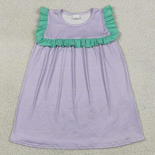 Baby Girls Dress Sleeveless Purple Stripe Knee Length Dresses GSD3560