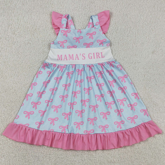 Baby Girls Dress Flutter Sleeve Mama's Girl Bows Ruffle Knee length Dresses GSD2980