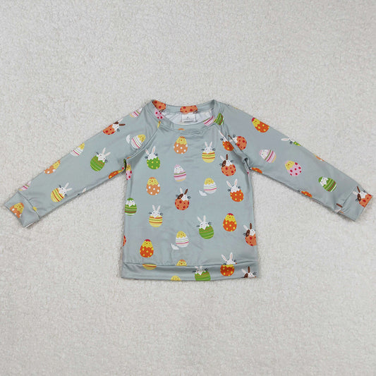 Baby Boys Clothes Tops Easter Green Rabbits Eggs Long Sleeve Raglan Tops BT1137