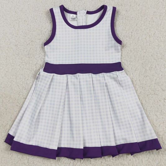 Baby Girls Dress Purple Plaid Zipper Shorts Yoga Activite Knee Length Dresses GSD2758 8.9