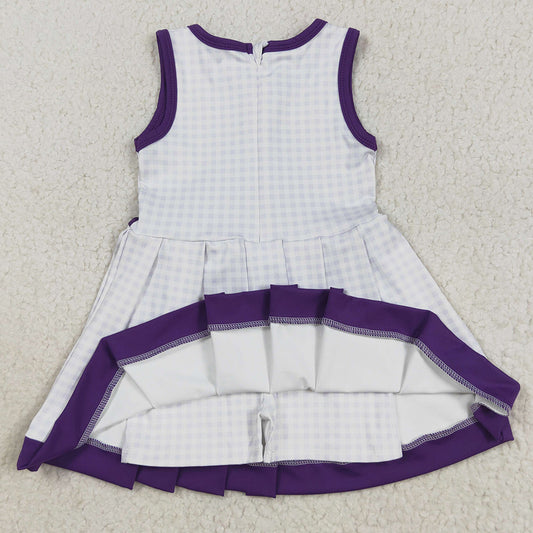 Baby Girls Dress Purple Plaid Zipper Shorts Yoga Activite Knee Length Dresses GSD2758 8.9