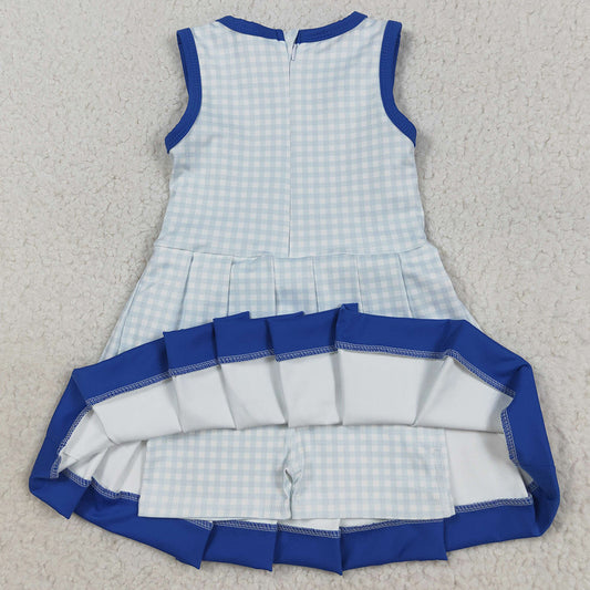 Baby Girls Dress Blue Plaid Zipper Shorts Yoga Active Knee Length Dresses GSD2759 8.9