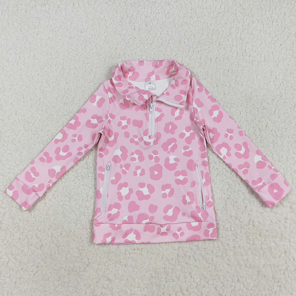 Baby Girls Clothes Pink Leopard Pockets Zipper Yoga Activite Jackets Top GT1070 8.9