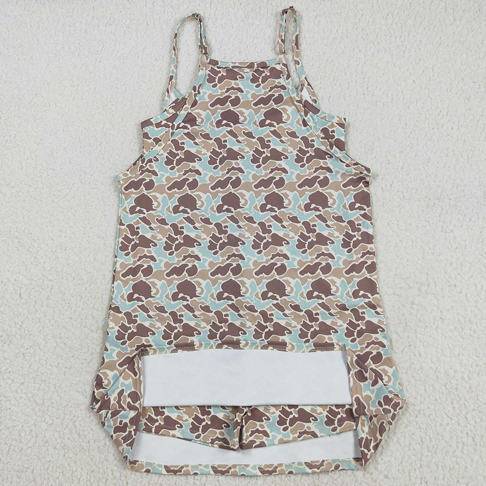 Adult Women Dress Western Khaki Camo Strap Pockets Yoga Activity Shorts Dresses GSD2734 8.9