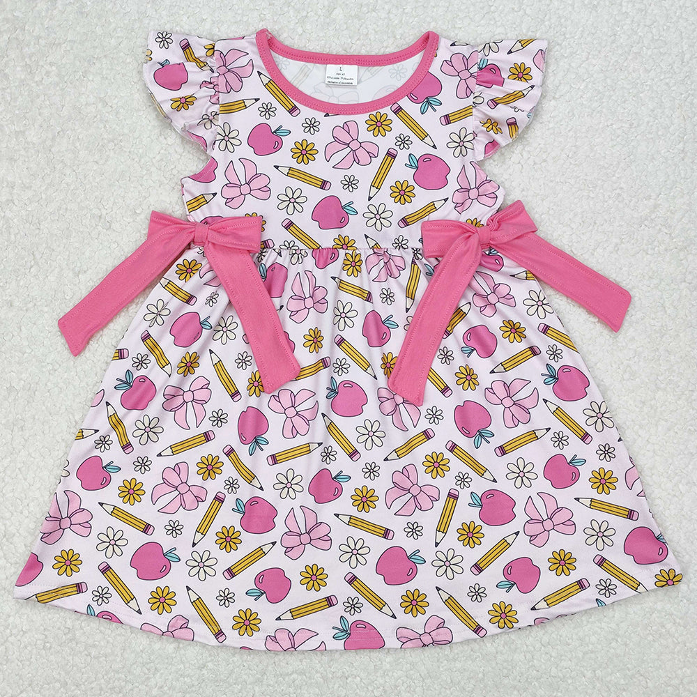 Baby Girls Dress Back To School Apples Bows Knee Length Dresses GSD1846 3.10
