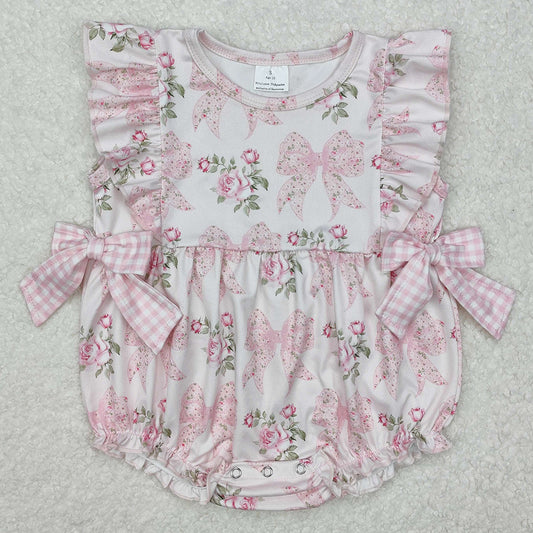Baby Infant Girls Rompers Pink Flowers Bows Rompers SR2379