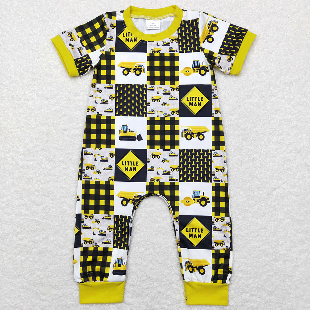 Baby Infant Boys Rompers Little Man Construction Short Sleeve Rompers SR0609