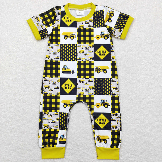 Baby Infant Boys Rompers Little Man Construction Short Sleeve Rompers SR0609