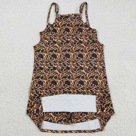 Adult Women Dress Strap Brown Camo Pockets Yoga Active Shorts Dresses GSD2735 8.9