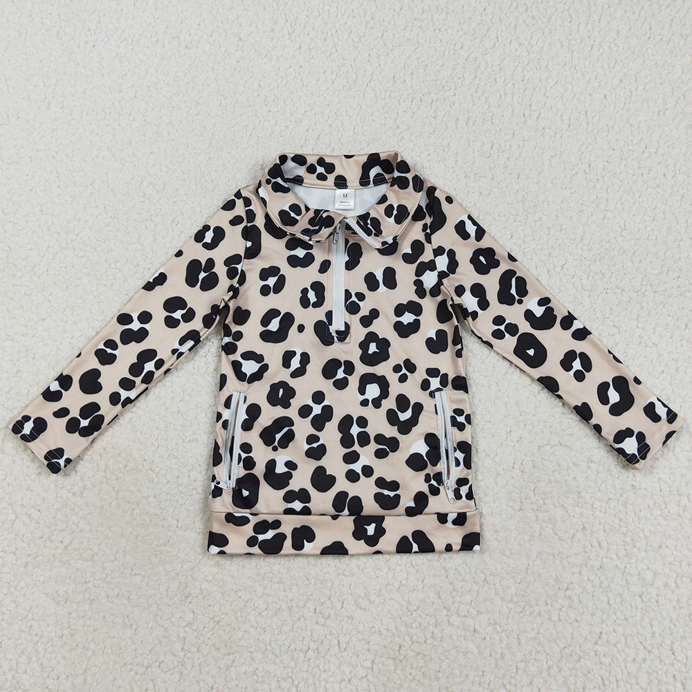 Baby Girls Clothes Tops Long Sleeves Black Leopard Pockets Zipper Yoga Jackets GT1072 8.9