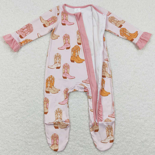 Baby Infant Girls Rompers Western Boots Zip Sleepers Rompers LR0852