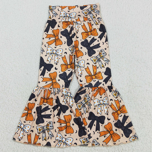 Baby Girls Pants Halloween Orange Black Bows Bell Bottom Pants P0776 8.13