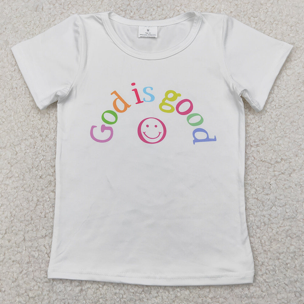 Baby Girls T-shirts Short Sleeves GOD IS GOOD Shirts Tops GT0958 4.9