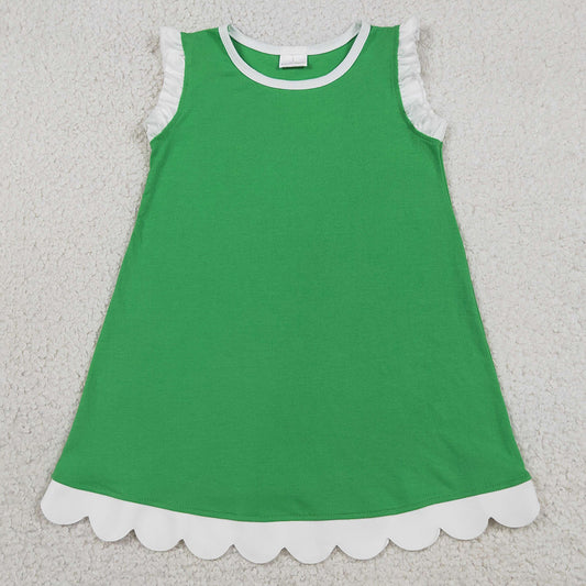 Baby Girls Dress Green Sleeveless Scallop Knee Length Dresses GSD4055