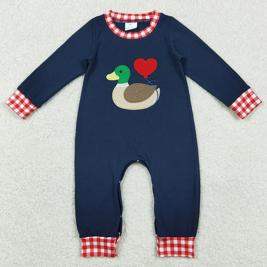 Baby Girls Rompers Embroidery Heart Ducks Valentines Collar Ruffle Footie Rompers LR2720 LR2721 11.21