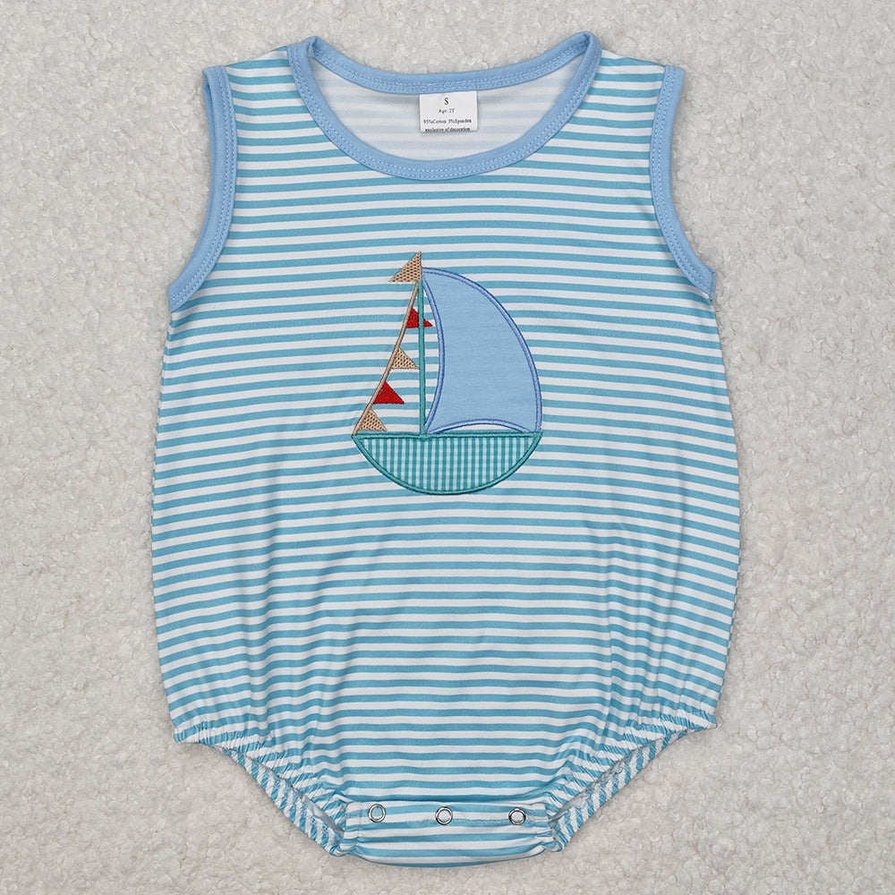 Baby Infant Boys Rompers Stripes Boat Sleeveless Rompers SR2276